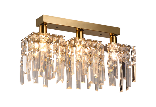 Crystal Chandelier CC180/3GD, 3xE14, 35*6*9, IP20, Gold, Crystal, Iron, Bulbs Δεν Περιλαμβάνονται