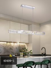 Πολυέλαιος LED CC40409/1CH, Διάμετρος 85 cm, Ύψος 120 cm, IP20, Κρύο/Ουδέτερο/Θερμό φως, Ρυθμιζόμενο, Ασημί, Κρύσταλλο, Χάλυβας