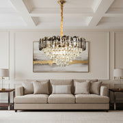 Crystal Chandelier AURUM Magno 12xE14, Διάμετρος 60cm, Ύψος 40cm, Γυαλιστερό Χρυσό, Ρυθμιζόμενο Ύψος, Κομψή σχεδίαση