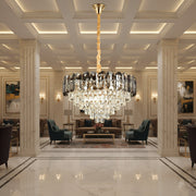 Crystal Chandelier AURUM Magno 12xE14, Διάμετρος 60cm, Ύψος 40cm, Γυαλιστερό Χρυσό, Ρυθμιζόμενο Ύψος, Κομψή σχεδίαση