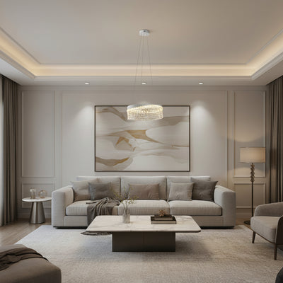 Πολυέλαιος VOLNA Magno Crystal, 124W, D60cm, Ζεστό/Ουδέτερο/Ψυχρό φως, Λευκό, Μεταλλικό και Κρύσταλλο