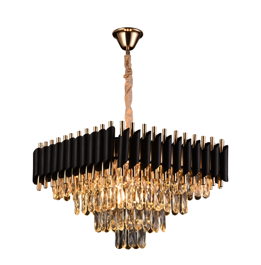 Κρυστάλλινος πολυέλαιος VERSAILLES Nobile 5xE14, Διάμετρος 48cm, Ύψος 35cm Ρυθμιζόμενο, IP20, Χρυσό, Μαύρο, Μέταλλο, Κρύσταλλο, Οι βολβοί Δεν περιλαμβάνονται