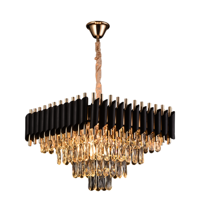 Κρυστάλλινος πολυέλαιος VERSAILLES Nobile 5xE14, Διάμετρος 48cm, Ύψος 35cm Ρυθμιζόμενο, IP20, Χρυσό, Μαύρο, Μέταλλο, Κρύσταλλο, Οι βολβοί Δεν περιλαμβάνονται