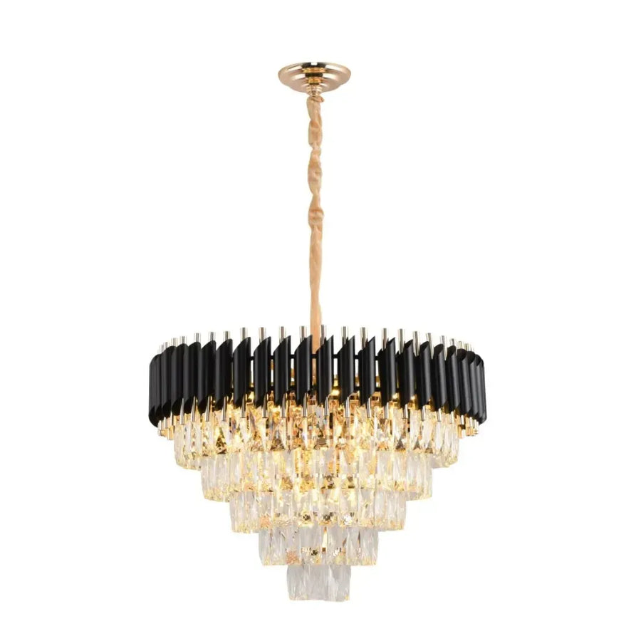 Crystal πολυέλαιο Versailles Magno 8xe27, διάμετρο 60cm, γυαλιστερό και μαύρο χρυσό, ρυθμιζόμενο ύψος