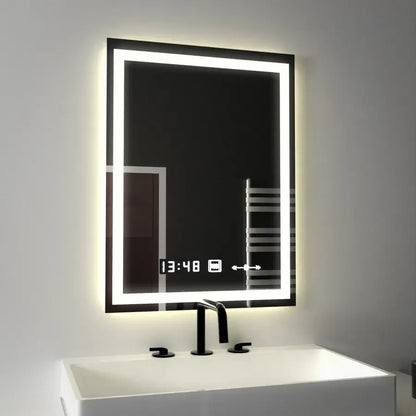Ορθογώνιο LED Mirror 45x60cm Verite Motionglow Marcellow Dimable Clock System & Dimable Thermometer