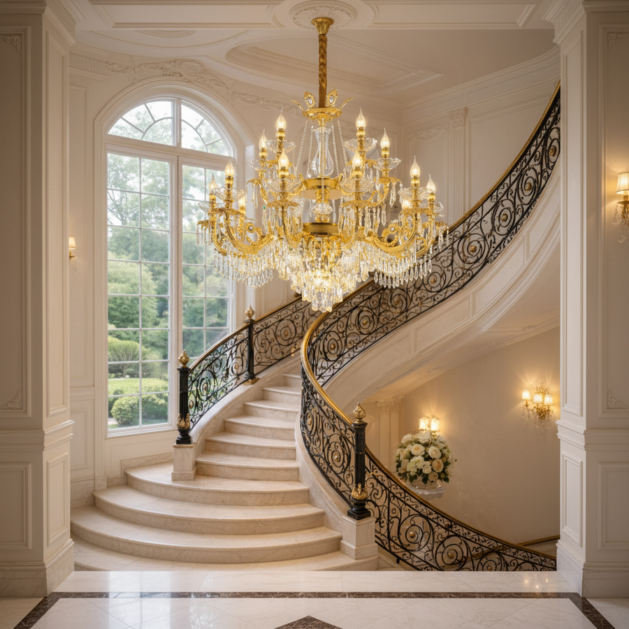 Crystal Chandelier 19xE14, D95cm, Shiny Gold, Ρυθμιζόμενο ύψος, Metal and Crystal Crystal Chandeliers Προεπιλεγμένος τίτλος Alessandro Design