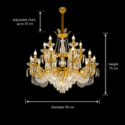 Crystal Chandelier 19xE14, D95cm, Shiny Gold, Ρυθμιζόμενο ύψος, Metal and Crystal Crystal Chandeliers Προεπιλεγμένος τίτλος Alessandro Design