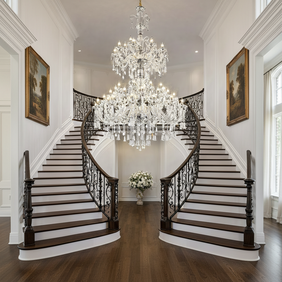 Crystal Chandelier, 55xE14, Διάμετρος 145cm, Ύψος 230cm, Ασημί, Ρυθμιζόμενο ύψος, Κομψή σχεδίαση Crystal Chandeliers Προεπιλεγμένος τίτλος Alessandro Design