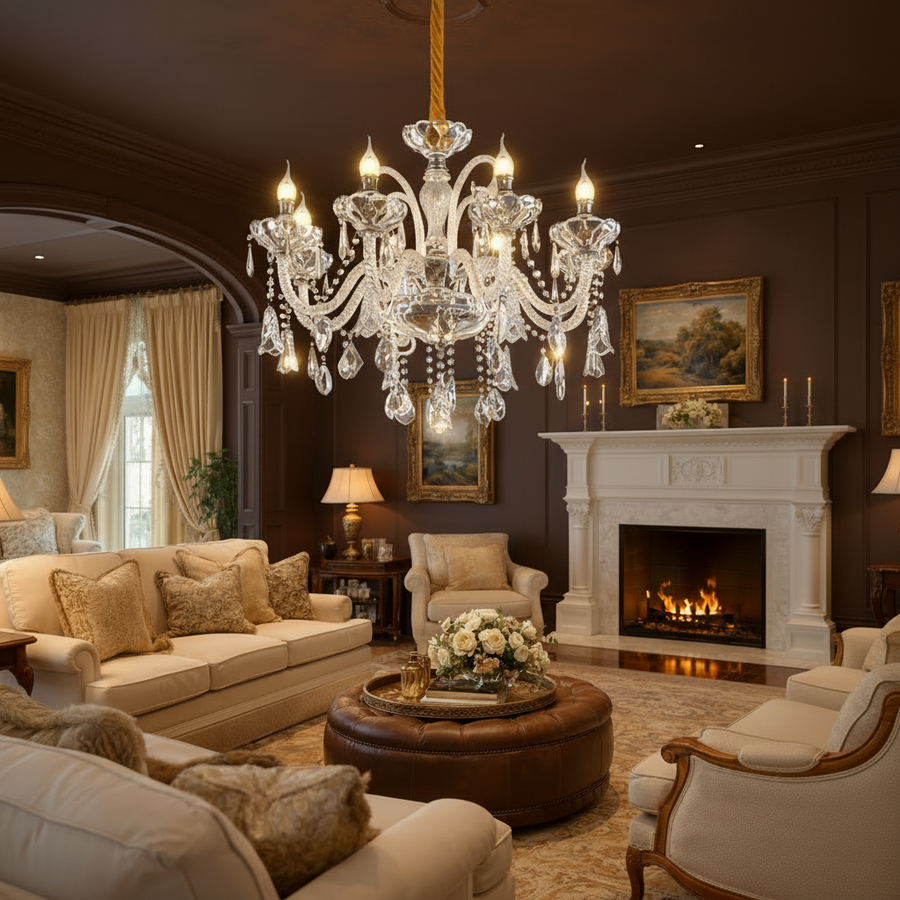 Crystal Chandelier 8xE14, D78cm, Ασημί, Ρυθμιζόμενο Ύψος, Metal and Crystal Crystal Chandeliers Προεπιλεγμένος τίτλος Alessandro Design