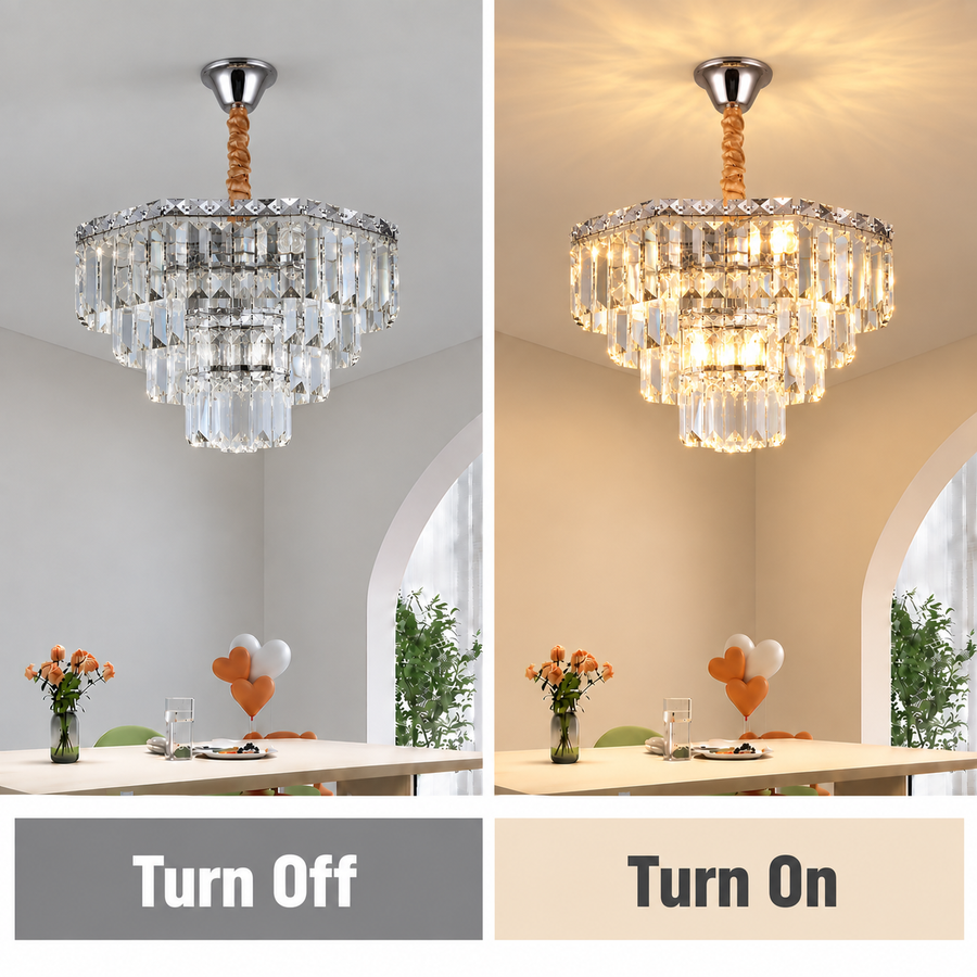 Πολυέλαιος ADAMA Eleganza Crystal, 7x E14, Διάμετρος 50cm, Γυαλιστερό χρώμιο, Ρυθμιζόμενο ύψος
