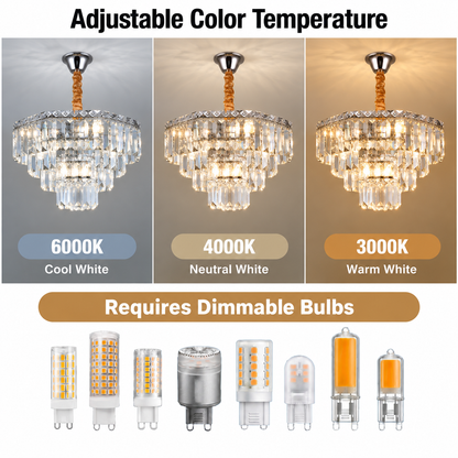 Πολυέλαιος ADAMA Eleganza Crystal, 7x E14, Διάμετρος 50cm, Γυαλιστερό χρώμιο, Ρυθμιζόμενο ύψος