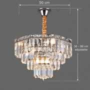 Πολυέλαιος ADAMA Eleganza Crystal, 7x E14, Διάμετρος 50cm, Γυαλιστερό χρώμιο, Ρυθμιζόμενο ύψος