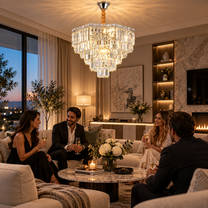 Πολυέλαιος ADAMA Magno Crystal, 10x E14, Διάμετρος 60cm, Γυαλιστερό χρώμιο, Ρυθμιζόμενο ύψος
