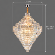 Κρυστάλλινος πολυέλαιος ADAMA Titania, 60x E14, Διάμετρος 135cm, Γυαλιστερό χρώμιο, Ρυθμιζόμενο ύψος