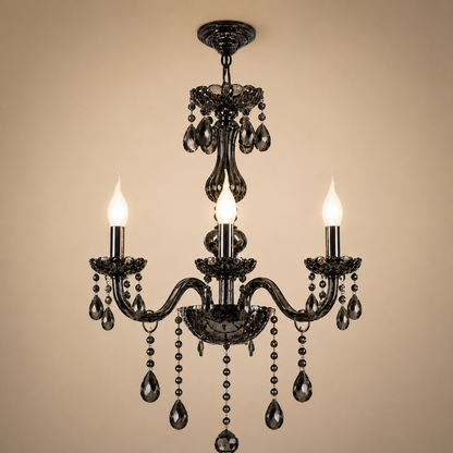 Πολυέλαιος Crystal AUGUST Eleganza, 3xE14, Διάμετρος 48cm, Ασημί, Ρυθμιζόμενο Ύψος