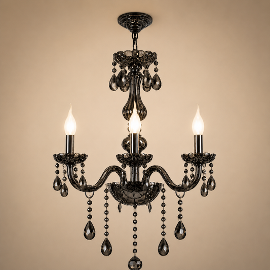 Πολυέλαιος Crystal AUGUST Eleganza, 3xE14, Διάμετρος 48cm, Ασημί, Ρυθμιζόμενο Ύψος
