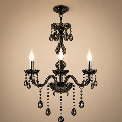 Πολυέλαιος Crystal AUGUST Eleganza, 3xE14, Διάμετρος 48cm, Ασημί, Ρυθμιζόμενο Ύψος
