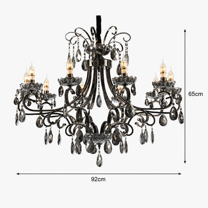 Πολυέλαιος BARO Supremo Crystal, Φ92cm, 10xE14, Ρυθμιζόμενο Ύψος, Metal and Crystal, Μαύρο