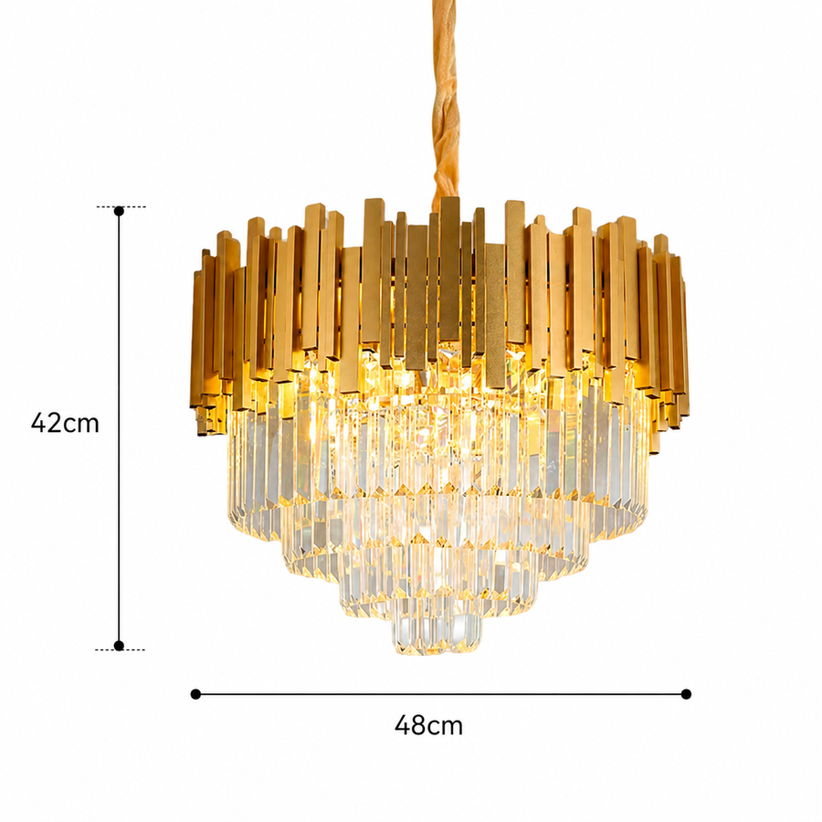 Κρυστάλλινος πολυέλαιος BLOIS Elegance, Διάμετρος 50cm, 8x E14, Γυαλιστερό χρυσό, Ρυθμιζόμενο ύψος
