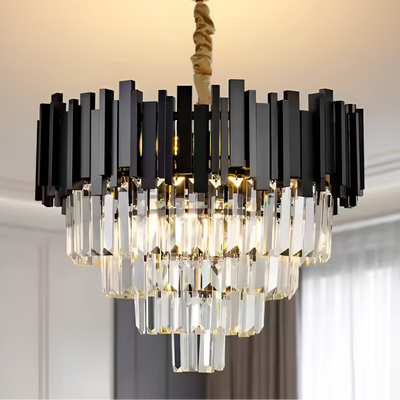 Crystal πολυέλαιος Blois Noble 4XE14, διάμετρος 40cm, μαύρο, ρυθμιζόμενο ύψος