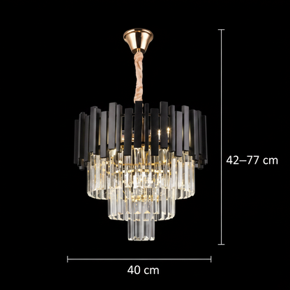 Crystal πολυέλαιος Blois Noble 4XE14, διάμετρος 40cm, μαύρο, ρυθμιζόμενο ύψος