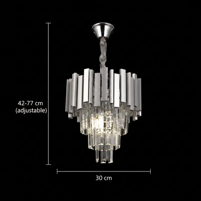 Crystal Blois Petito 3xe14 πολυέλαιος, διάμετρος 30cm, ασήμι, ρυθμιζόμενο ύψος