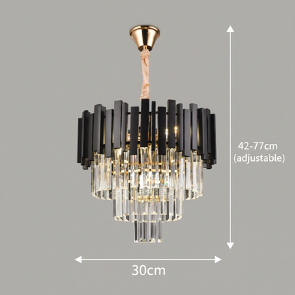 Crystal Blois Petito 3xe14 πολυέλαιος, διάμετρο 30cm, μαύρο, ρυθμιζόμενο ύψος