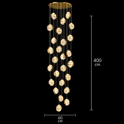 Κρυστάλλινος πολυέλαιος LED, Justinian, Διάμετρος 60cm, Ρυθμιζόμενο ύψος, Χρυσός, Μέταλλο και Κρύσταλλο