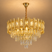 Κρυστάλλινος πολυέλαιος HAMPTON Elegance 8x E14, Διάμετρος 49cm, Γυαλιστερό χρυσό, Ρυθμιζόμενο ύψος