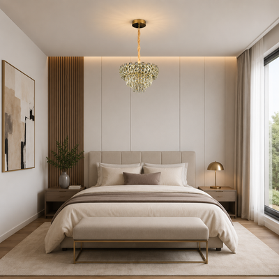 Crystal Chandelier HERT Nobile, 24W, 4xE14, Ρυθμιζόμενο Ύψος, Μέταλλο και Κρύσταλλο, Χρυσό