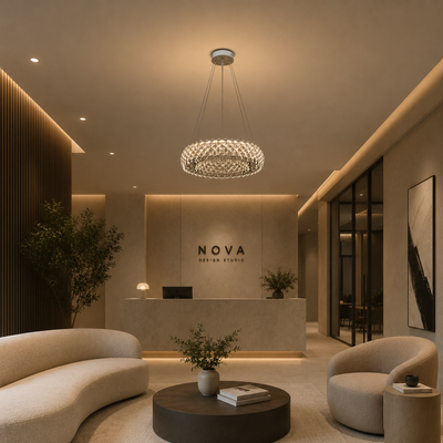 Κρυστάλλινος πολυέλαιος KALTO Eleganza, 106W, ρυθμιζόμενο ύψος, μέταλλο και κρύσταλλο, γυαλιστερό χρώμιο