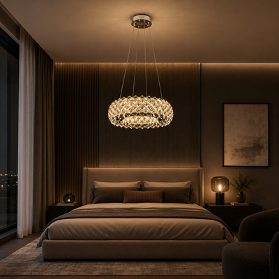 KALTO Nobile Crystal Chandelier, 72W, Ρυθμιζόμενο ύψος, Μέταλλο και Κρύσταλλο, Γυαλιστερό Chrome