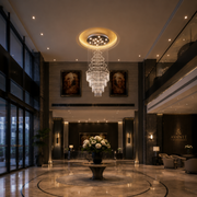 Πολυέλαιος Κρυστάλλινος LED 80W AUGUSTA Gold, Διάμετρος 50cm, Ύψος 200cm, Σκάλα Μοντέλο