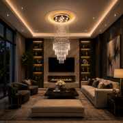 Πολυέλαιος Κρυστάλλινος LED 80W AUGUSTA Gold, Διάμετρος 50cm, Ύψος 200cm, Σκάλα Μοντέλο