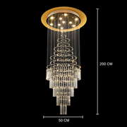 Πολυέλαιος Κρυστάλλινος LED 80W AUGUSTA Gold, Διάμετρος 50cm, Ύψος 200cm, Σκάλα Μοντέλο