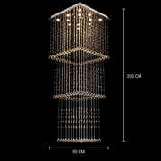 Πολυέλαιος LED Crystal 80W PALATINA Gold, Διάμετρος 50cm, Ύψος 200cm, Σκάλα Μοντέλο