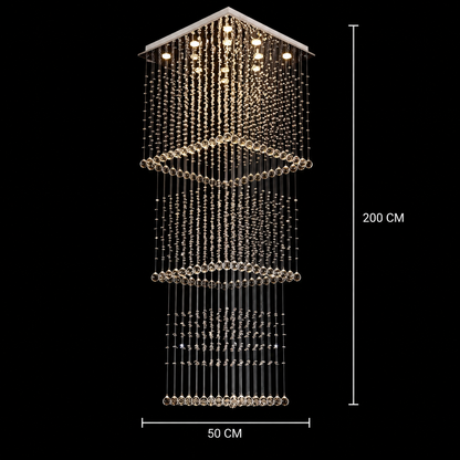 Πολυέλαιος LED Crystal 80W PALATINA Gold, Διάμετρος 50cm, Ύψος 200cm, Σκάλα Μοντέλο