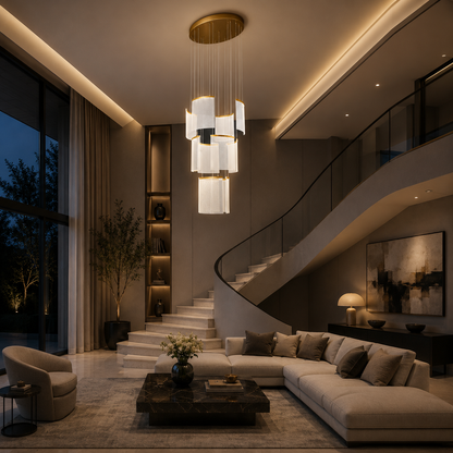 Alduino Crystal LED Πολυέλαιος Χρυσός διάμετρος 80cm Χρυσό Ρυθμιζόμενο ύψος