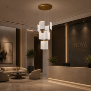 Alduino Crystal LED Πολυέλαιος Χρυσός διάμετρος 80cm Χρυσό Ρυθμιζόμενο ύψος