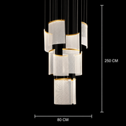 Alduino Crystal LED Πολυέλαιος Χρυσός διάμετρος 80cm Χρυσό Ρυθμιζόμενο ύψος