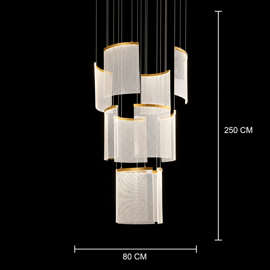 Alduino Crystal LED Πολυέλαιος Χρυσός διάμετρος 80cm Χρυσό Ρυθμιζόμενο ύψος