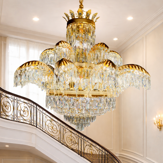 Crystal Chandelier PALACE Supremo 29xG9, D115cm, Γυαλιστερό χρυσό, ρυθμιζόμενο ύψος, μεταλλικοί και κρυστάλλινοι πολυέλαιοι Προεπιλεγμένος τίτλος Alessandro Design