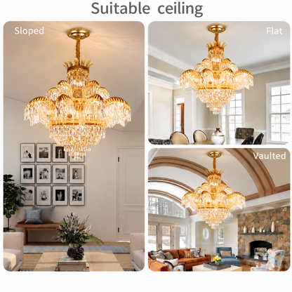 Crystal Chandelier PALACE Supremo 29xG9, D115cm, Γυαλιστερό χρυσό, ρυθμιζόμενο ύψος, μέταλλο και κρύσταλλο