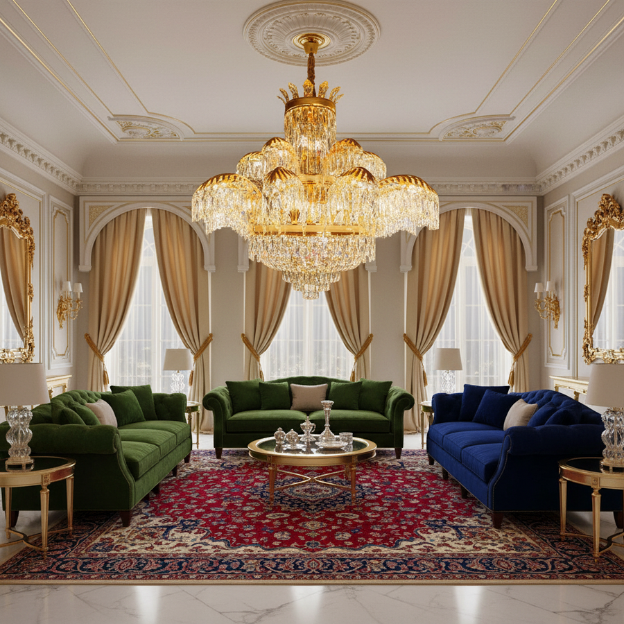 Crystal Chandelier PALACE Supremo 29xG9, D115cm, Γυαλιστερό χρυσό, ρυθμιζόμενο ύψος, μεταλλικοί και κρυστάλλινοι πολυέλαιοι Προεπιλεγμένος τίτλος Alessandro Design