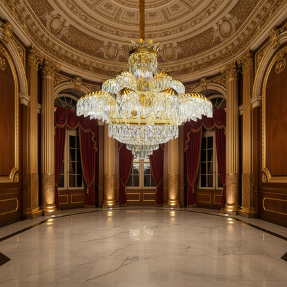 Crystal Chandelier PALACE Supremo 29xG9, D115cm, Γυαλιστερό χρυσό, ρυθμιζόμενο ύψος, μεταλλικοί και κρυστάλλινοι πολυέλαιοι Προεπιλεγμένος τίτλος Alessandro Design