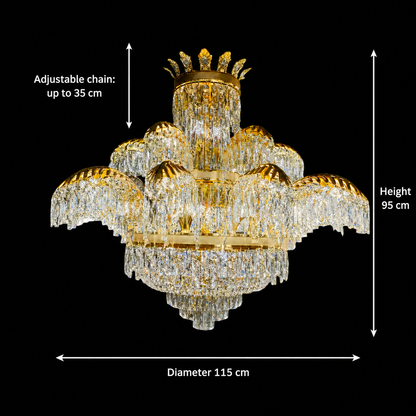 Crystal Chandelier PALACE Supremo 29xG9, D115cm, Γυαλιστερό χρυσό, ρυθμιζόμενο ύψος, μεταλλικοί και κρυστάλλινοι πολυέλαιοι Προεπιλεγμένος τίτλος Alessandro Design