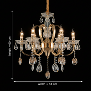 Πολυέλαιος PSE Magno Crystal, 6xE14, D61cm, Ρυθμιζόμενο ύψος, Μέταλλο και Κρύσταλλο, Χρυσό