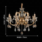 Πολυέλαιος PSE Regalis Crystal, 8xE14, D76cm, Ρυθμιζόμενο ύψος, Μέταλλο και Κρύσταλλο, Χρυσό