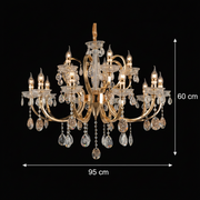 Πολυέλαιος PSE Supremo Crystal, 15xE14, D95cm, Ρυθμιζόμενο ύψος, Μέταλλο και Κρύσταλλο, Χρυσό