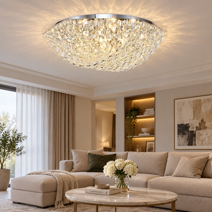 Candelabru Cristal QEQERTARSUAQ Regalis, 12x E14, Diametru 80cm, Metal si Cristal, Crom Lucios